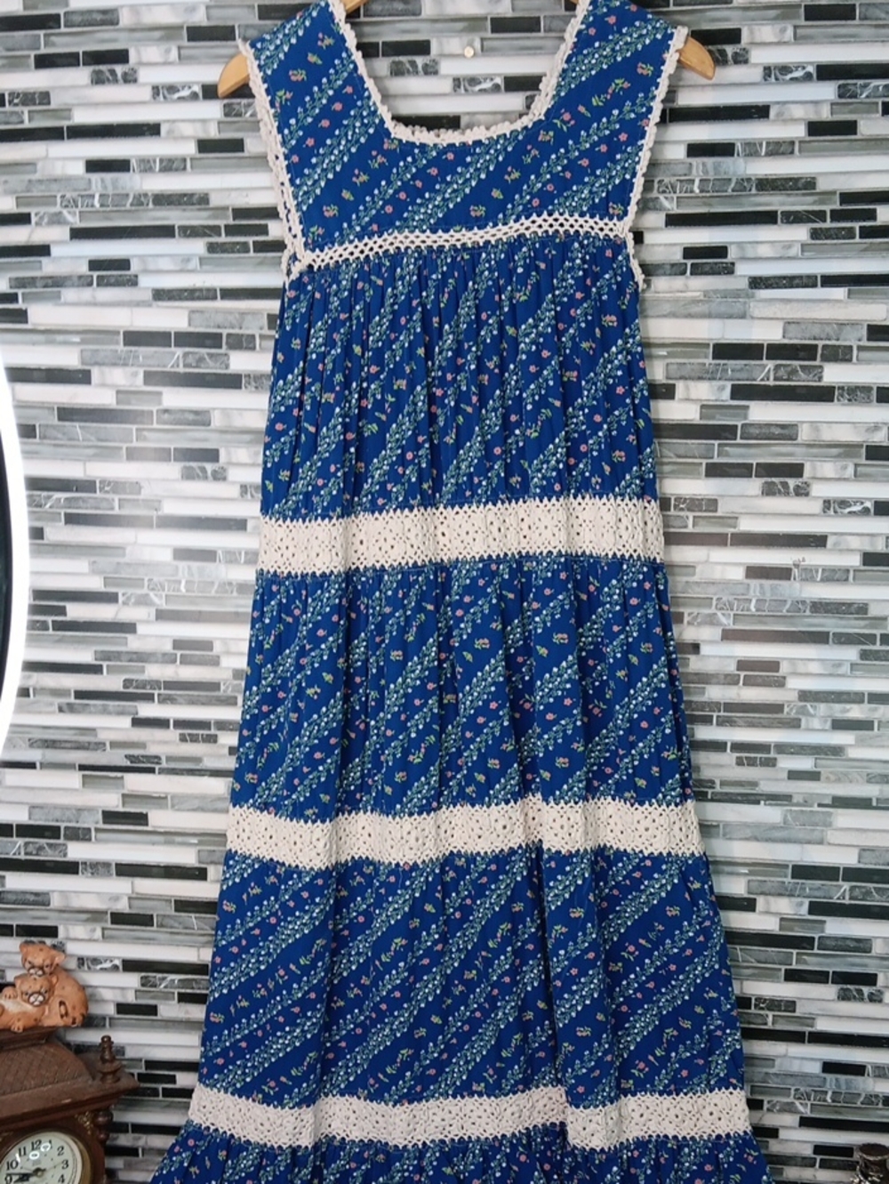 Vintage Cotton Long Maxi Sleevless Prairie Dress M Hippiechick Bohohemian